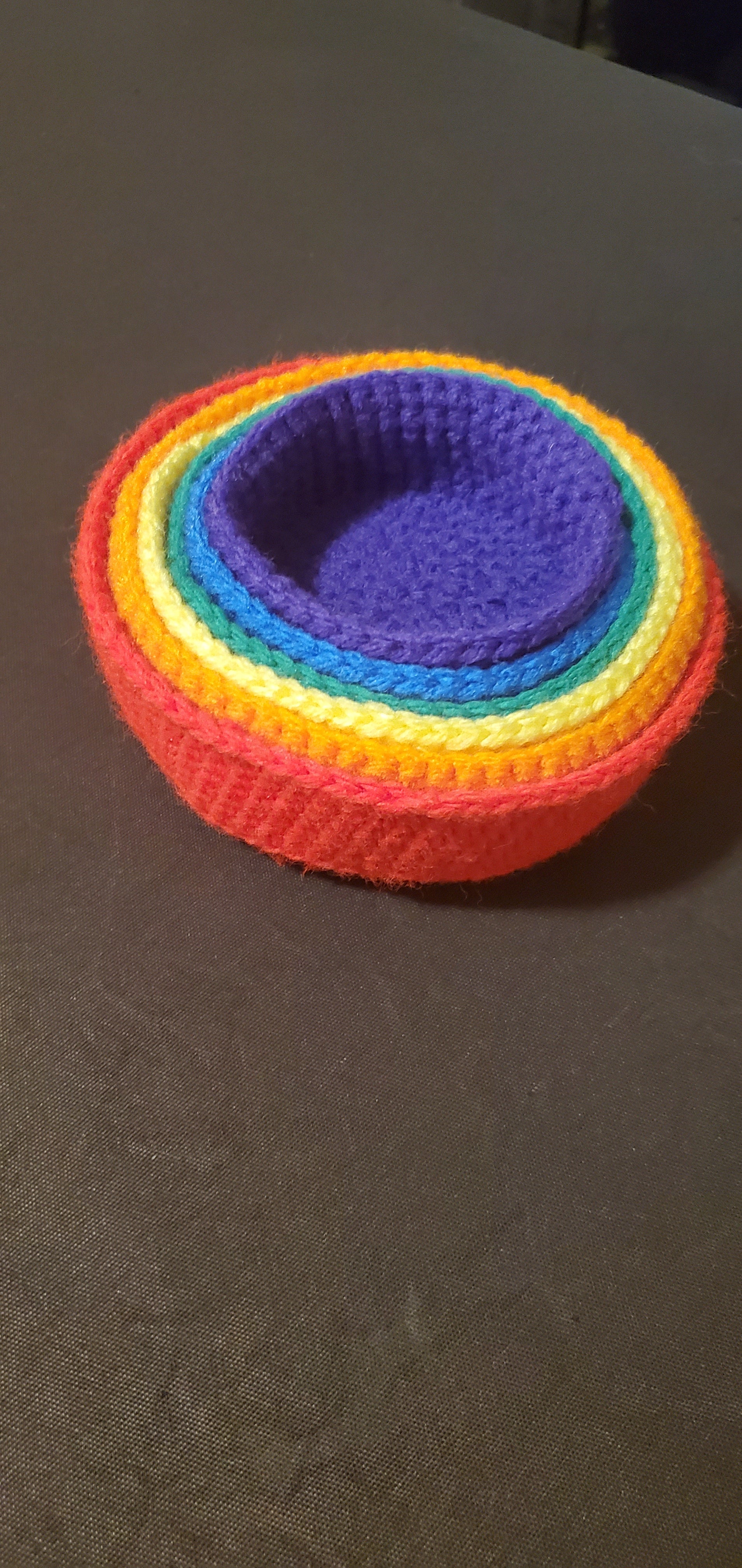 Rainbow Crochet Nesting Bowls & Cups