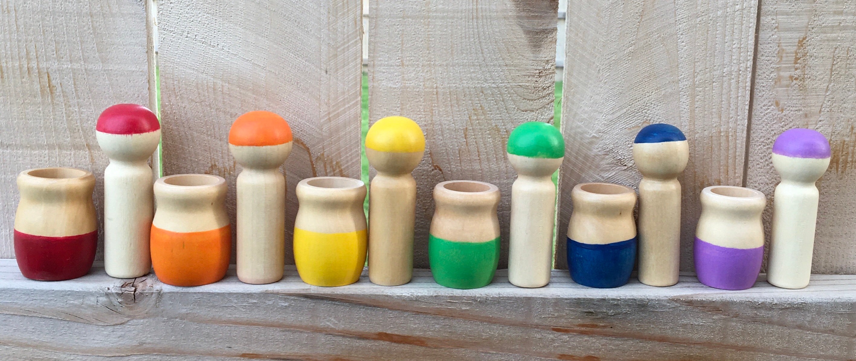 Rainbow Pegs in cups