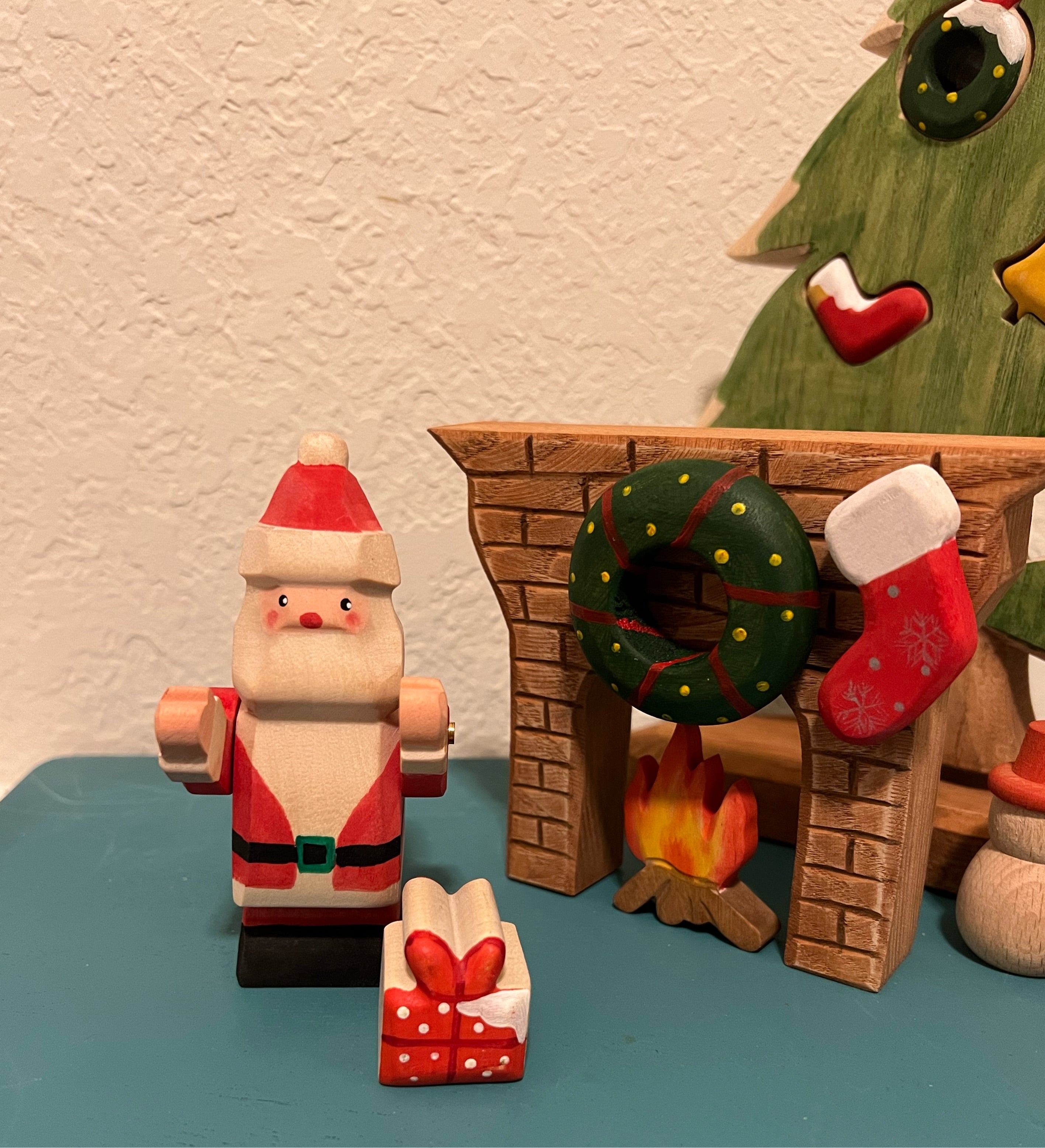 Santa Wood Figurine