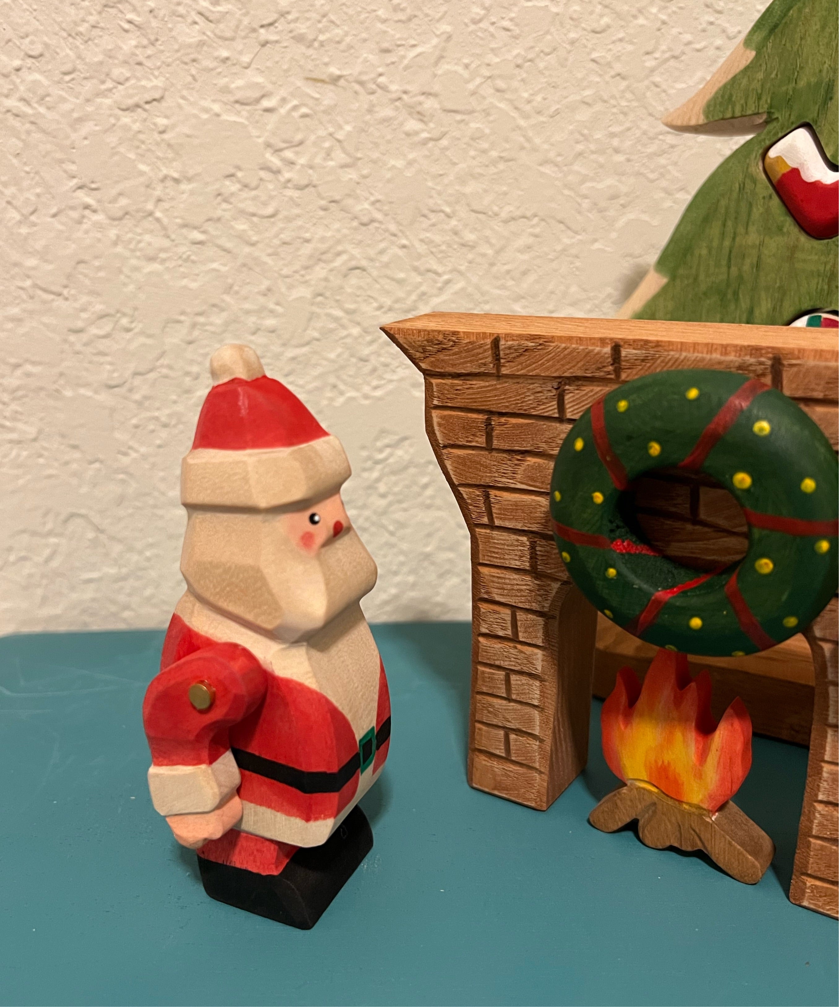 Santa Wood Figurine